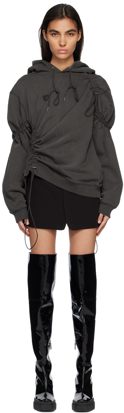 Lesugiatelier Gray Oversized Hoodie In Grey