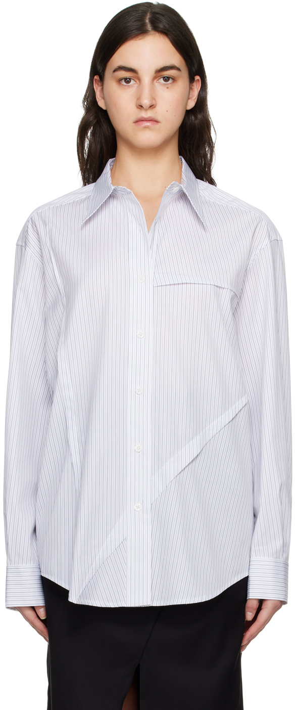 Lesugiatelier White Dart Shirt In Stripe