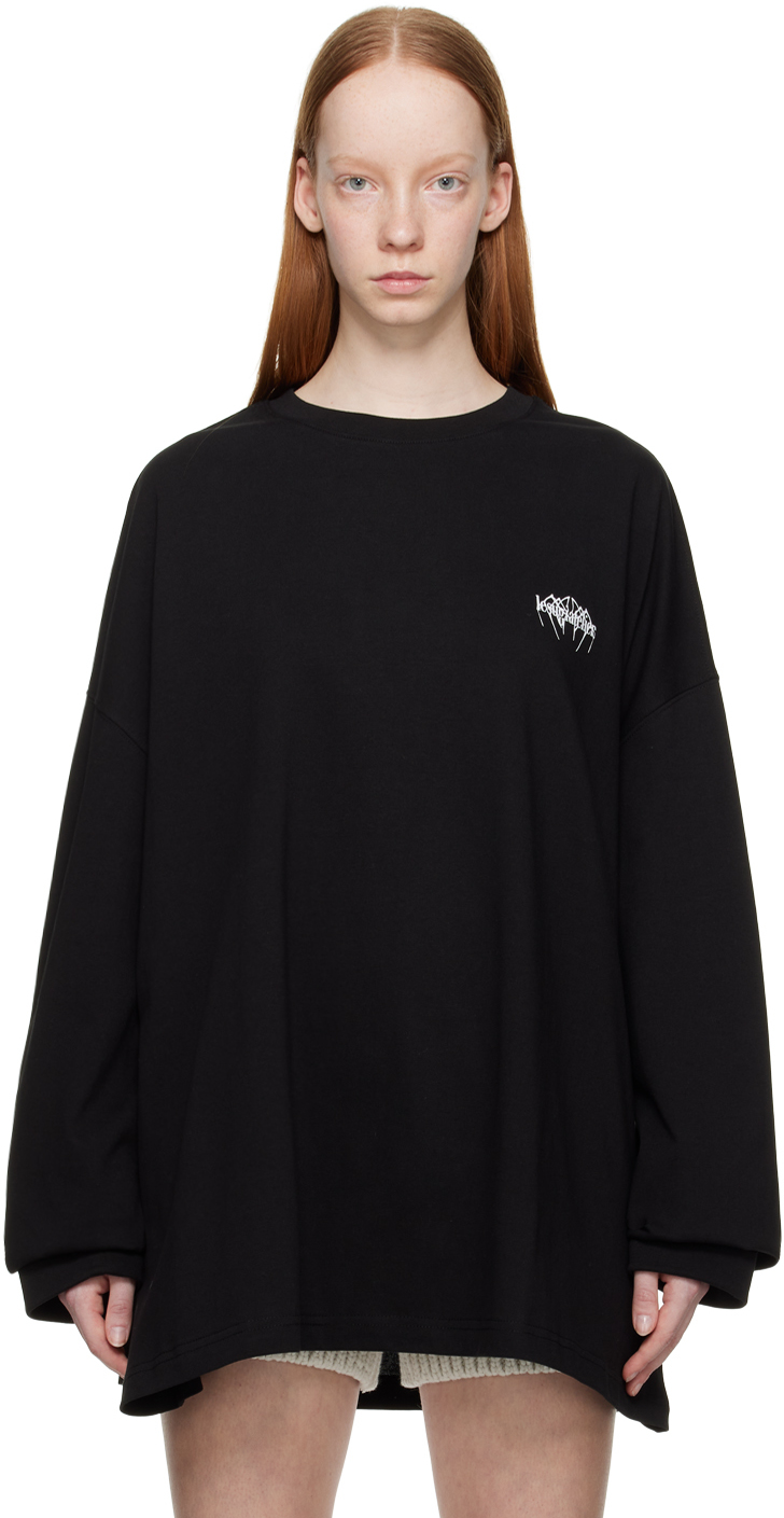 lesugiatelier: Black Spider Web Long Sleeve T-Shirt | SSENSE Canada