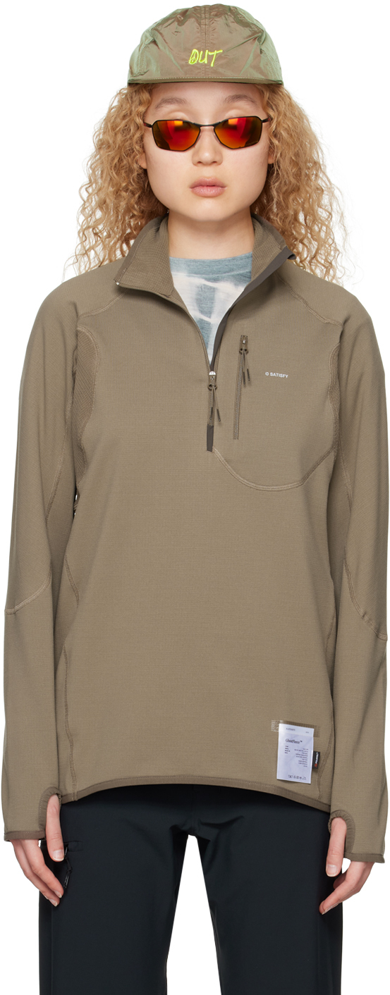 Satisfy Brown Half-zip Sweatshirt In Smoky Quartz