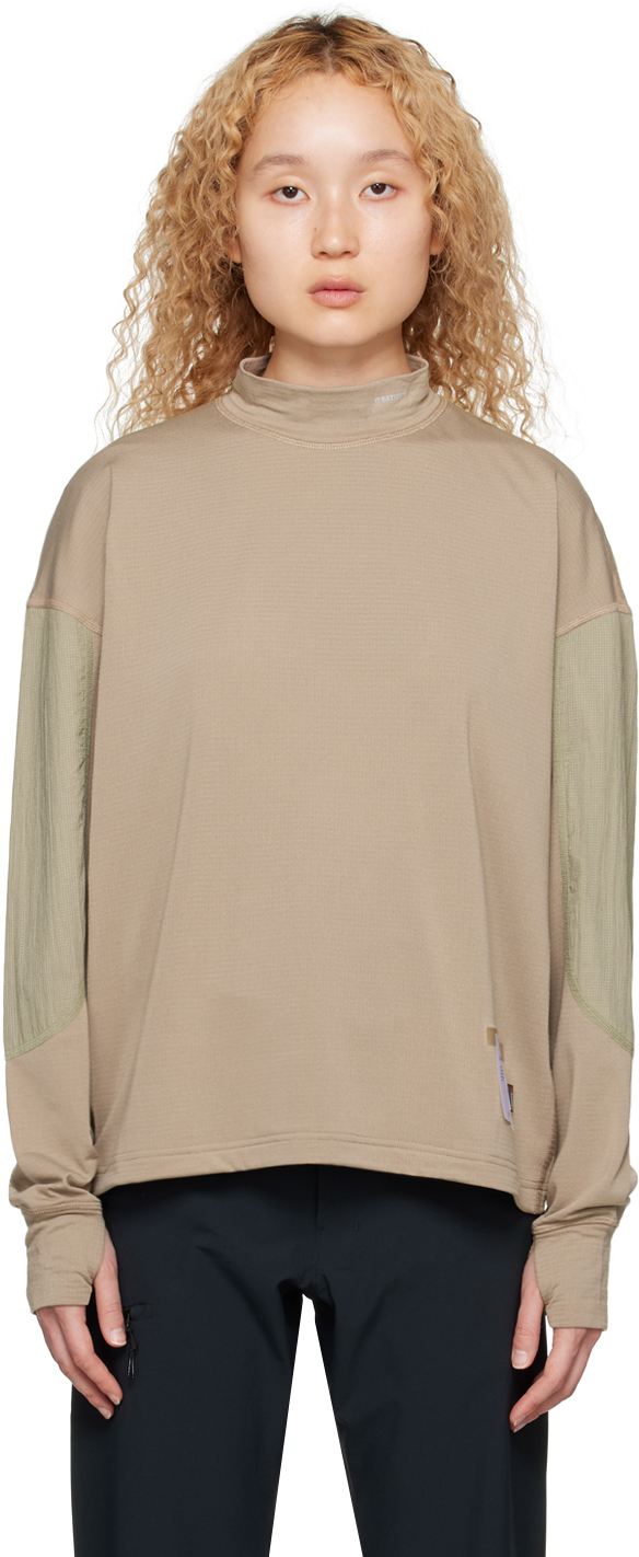 Satisfy Taupe Mock Neck Sweatshirt In Desert Taupe