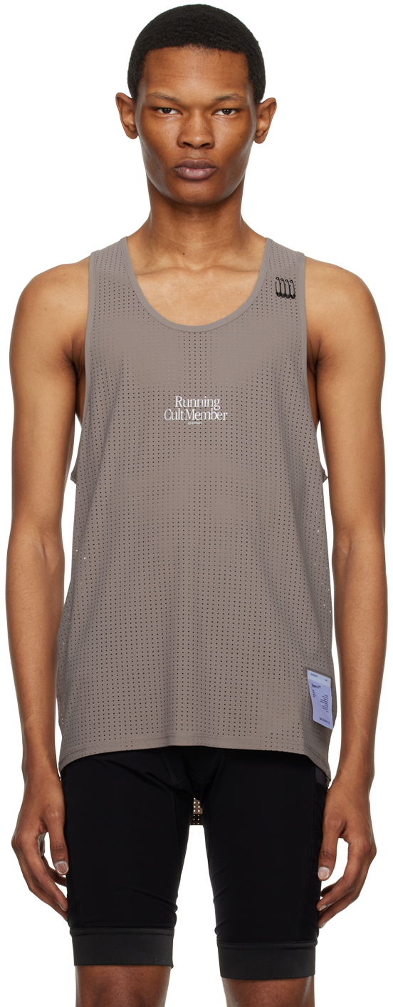 Satisfy Taupe Perforated Tank Top | ModeSens