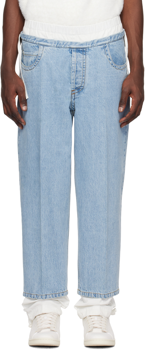 Shop Craig Green Blue Bow Jeans In Light Blue