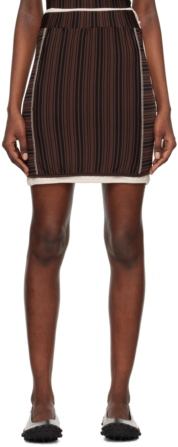 Sunnei Brown Doppia Mini Skirt In 9040 Black/brown