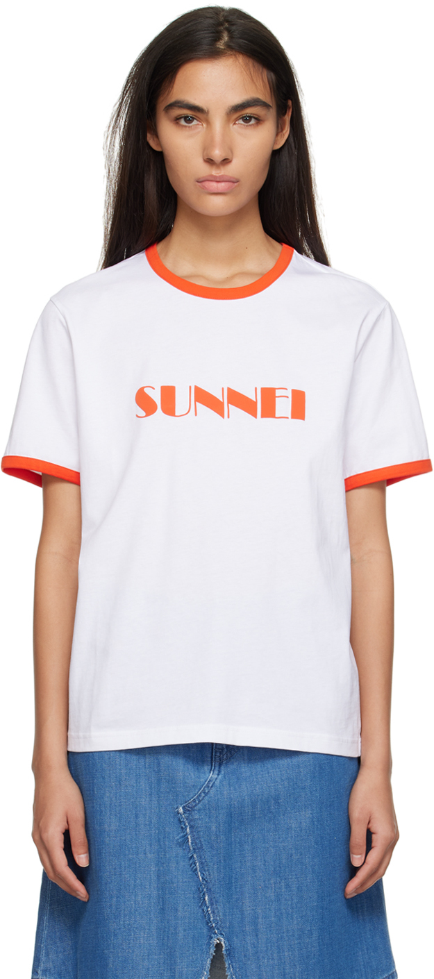 Sunnei Ssense Exclusive Off-white & Red T-shirt In 7710 Offwhite/red