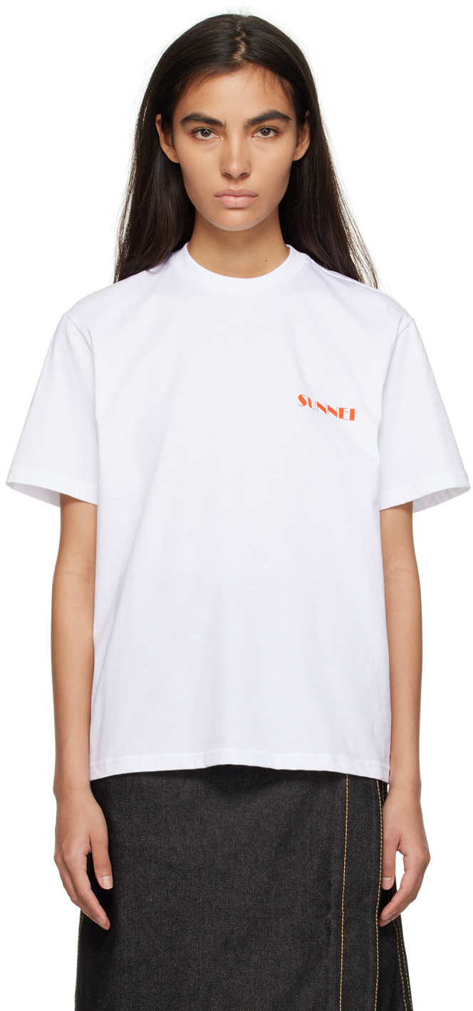 Sunnei Ssense Exclusive White T-shirt In 1060 White/red