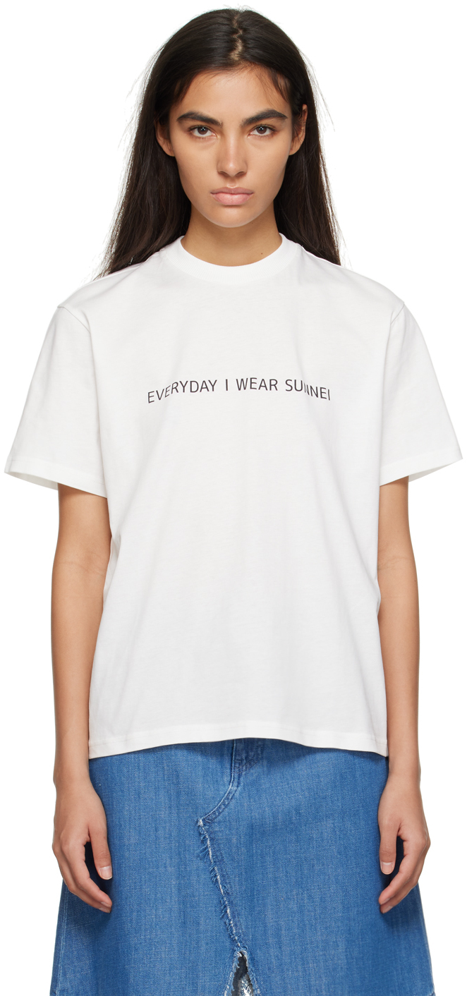Sunnei Slogan-print Cotton T-shirt In 7433 Off White Ppt-w