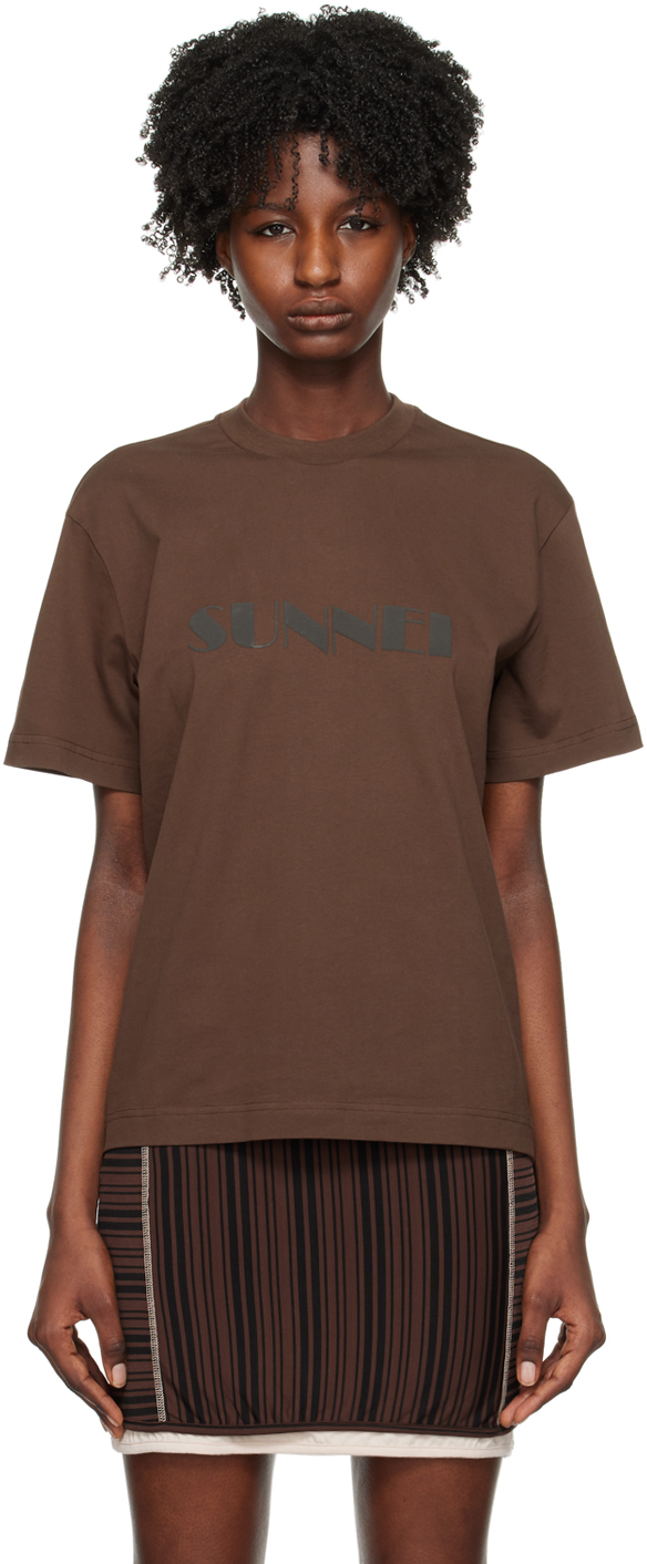 Sunnei Brown Bonded T-shirt In 0115 Brown