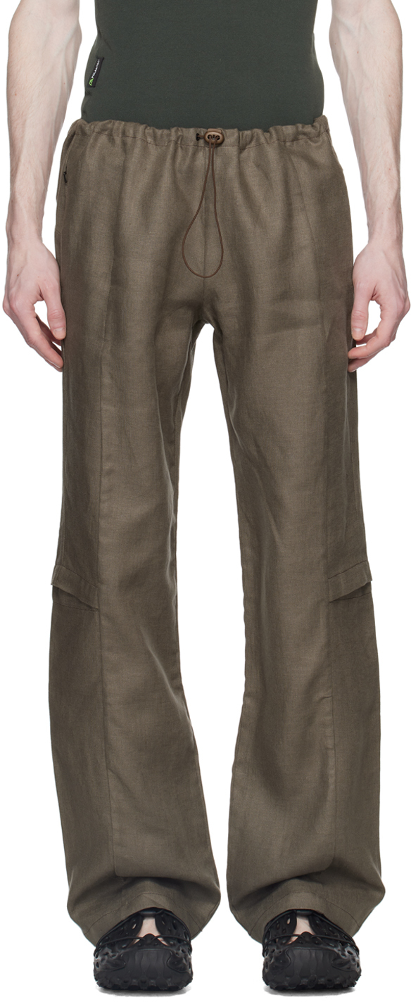 ROBYN LYNCH TAUPE STRAIGHT-LEG CARGO PANTS