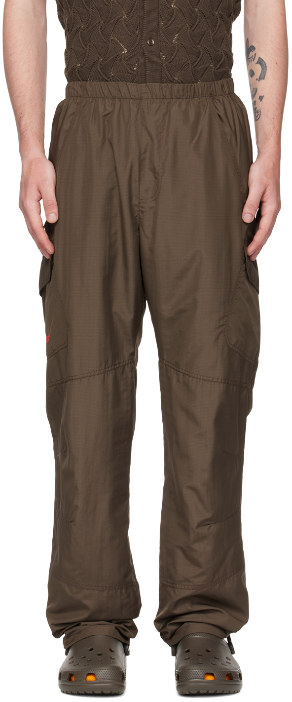 Brown Embroidered Cargo Pants