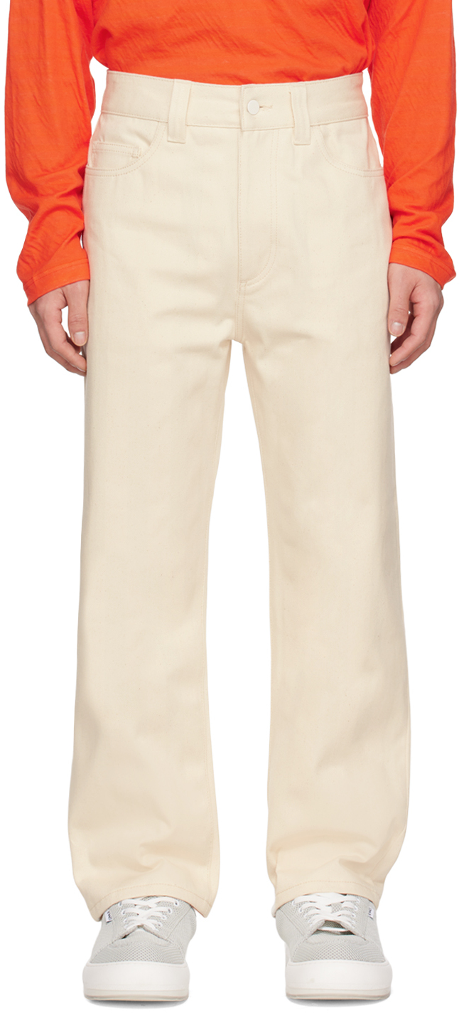 Sunnei Off-white Bellidentro Jeans In Ecru White Stripes
