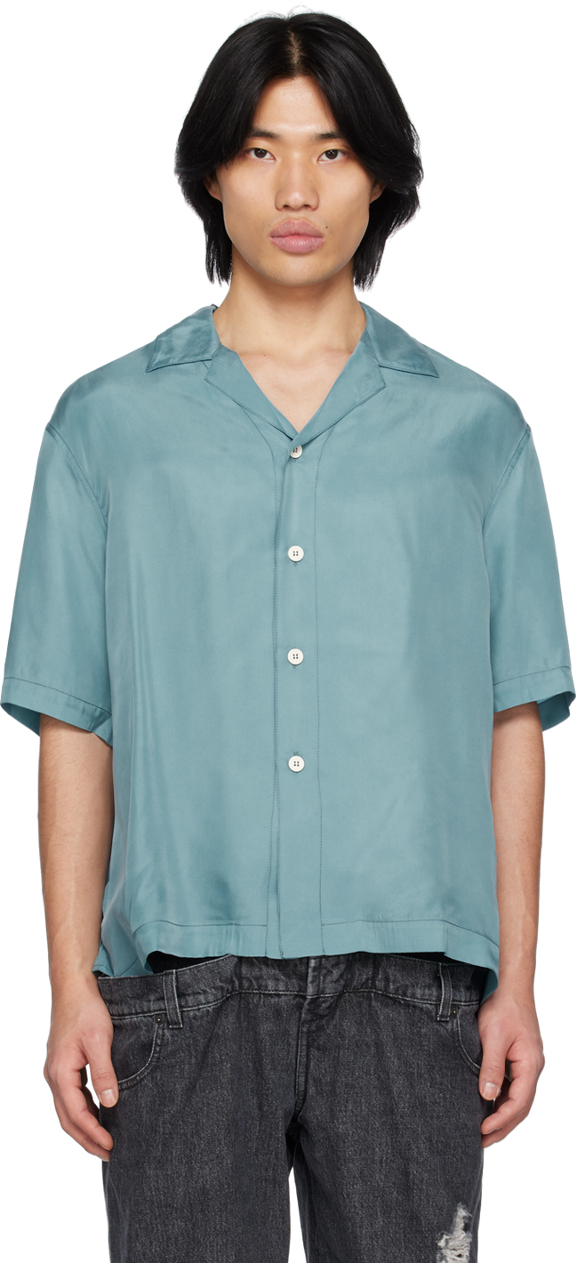 Sunnei Blue Buttoned Shirt In Slate Blue