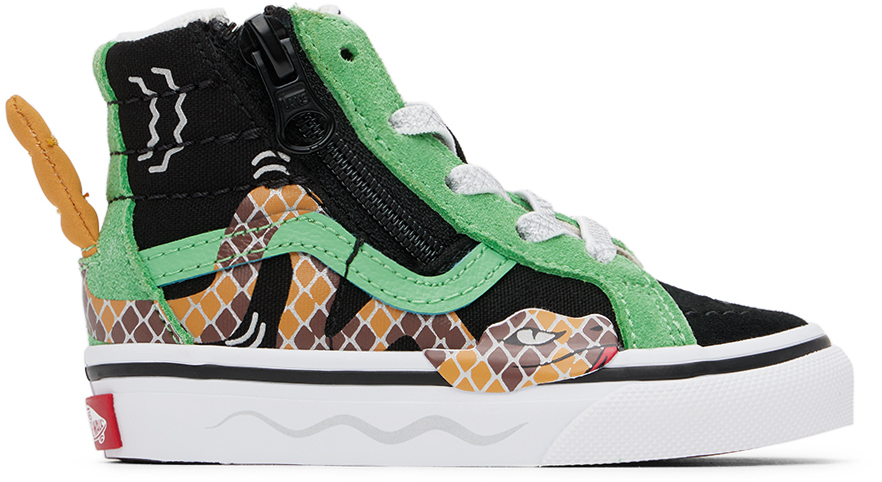 Vans Baby Black & Green Snake Sk8-hi Sneakers In Green/black