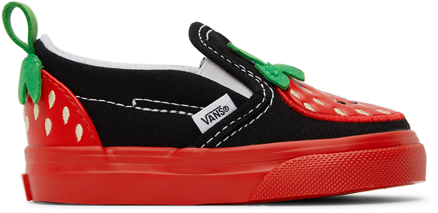 Baby Black & Red Slip-On V Berry Sneakers by Vans | SSENSE Canada