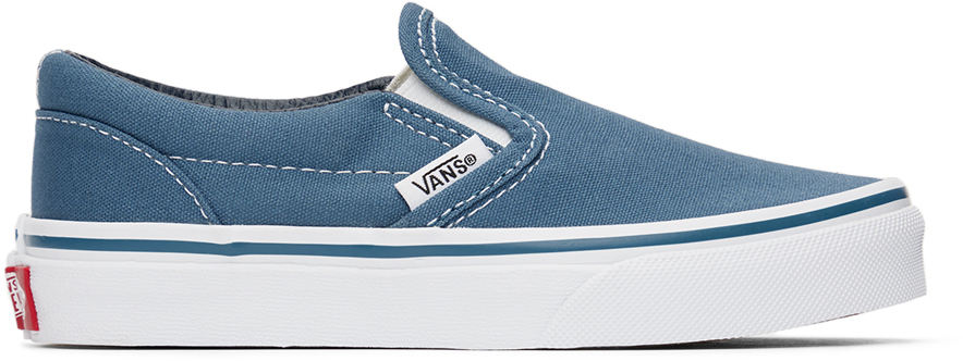 Vans Kids Blue Classic Slip-on Little Kids Sneakers In Navy/true White