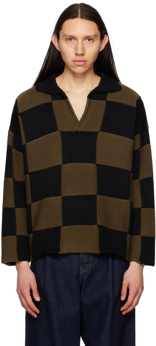 Connor McKnight 브라운 & 블랙 타일 럭비 스웨터 SSENSE 대한민국