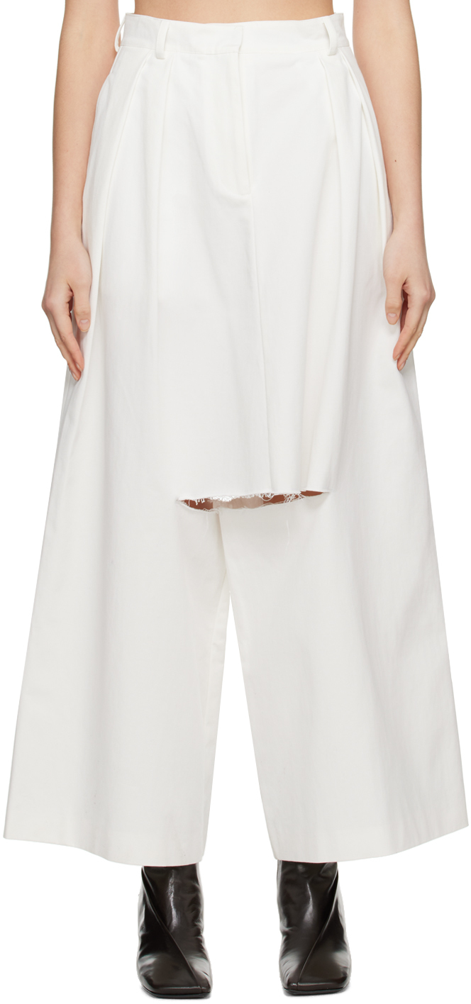 White Cutout Trousers