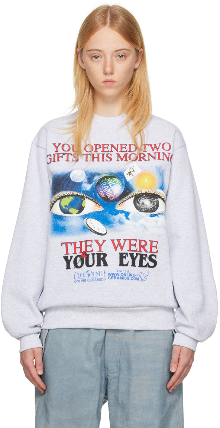 Online Ceramics Gray 'Two Gifts' Sweatshirt SSENSE