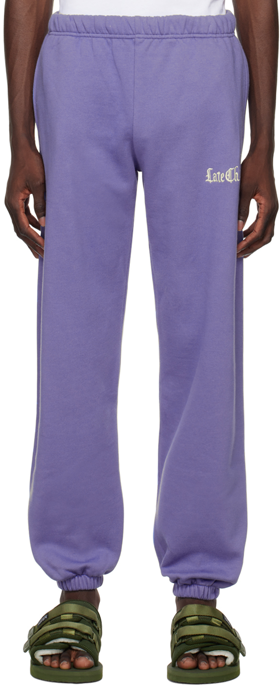 Blue Embroidered Lounge Pants