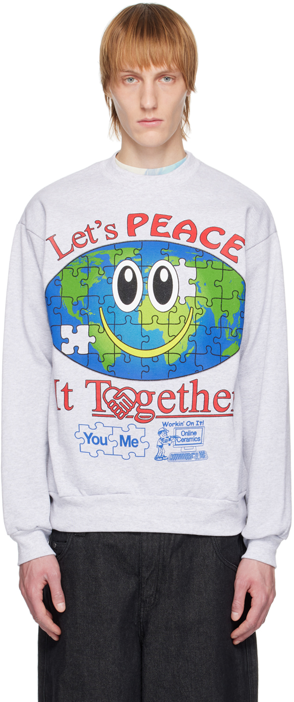 Online Ceramics Gray 'workin' On It' Sweatshirt In Ash