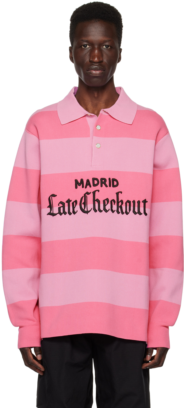 Late Checkout Pink Striped Polo SSENSE