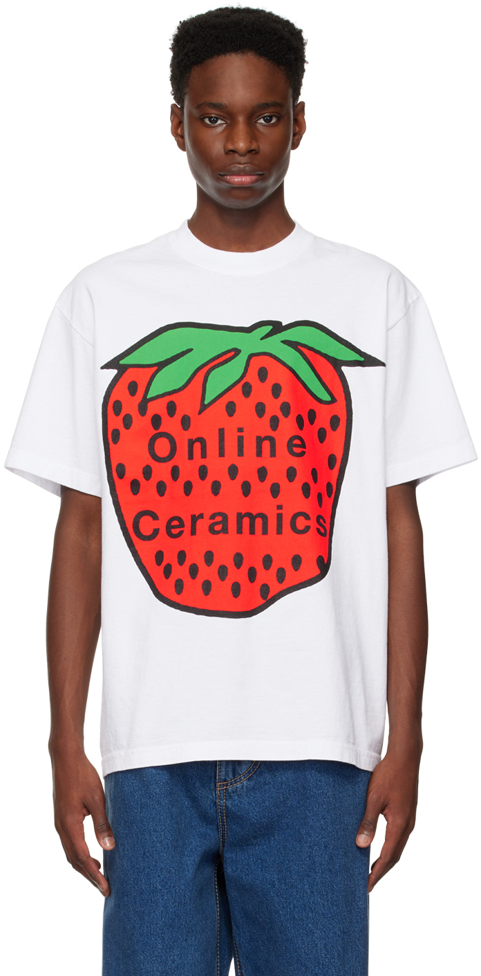 Online Ceramics White Strawberry T-Shirt | Smart Closet