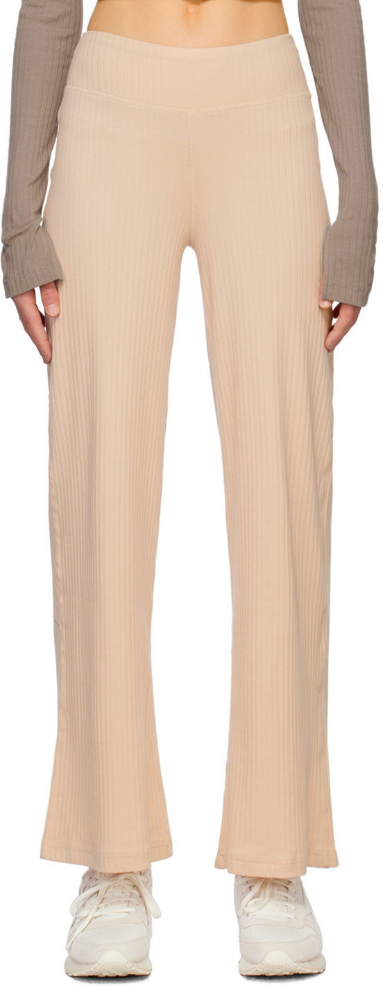 Beige Embroidered Lounge Pants