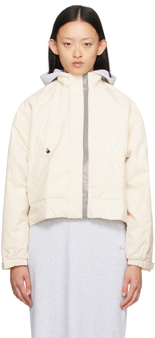 Adidas Originals Off-white Cropped Jacket In Wonder White / Sand