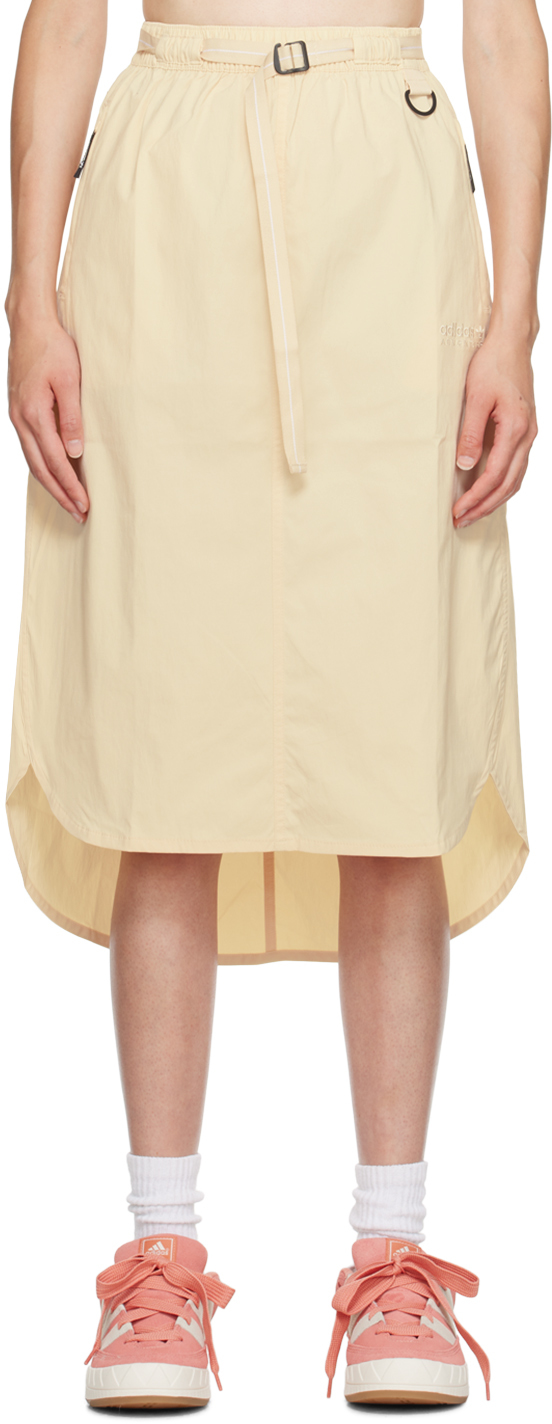 Shop Adidas Originals Beige Belted Midi Skirt In Sand Strata