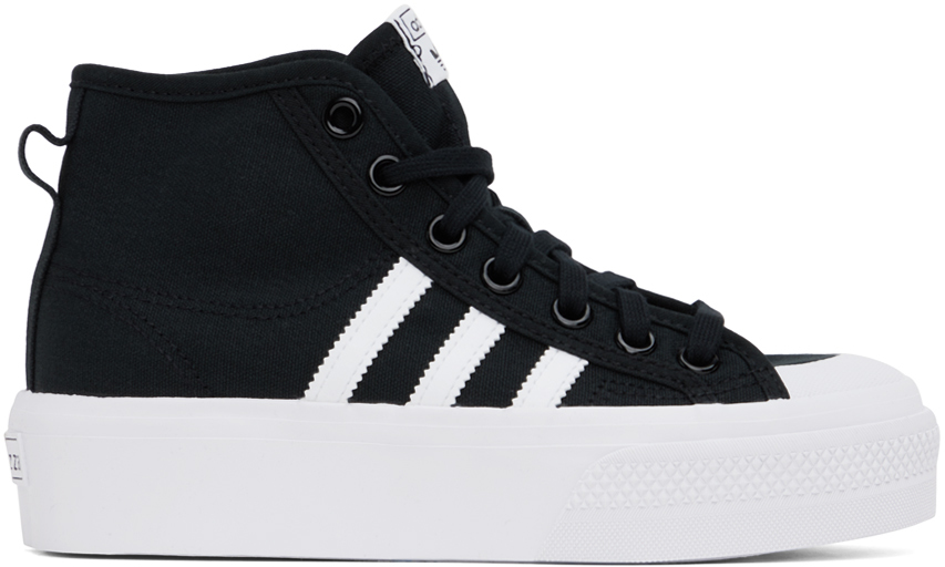 Shop Adidas Originals Black Nizza Platform Mid Sneakers In Core Black/ftwr Whit