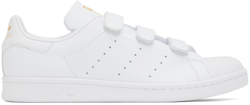 White & Gold Stan Smith Sneakers by adidas Originals on Sale