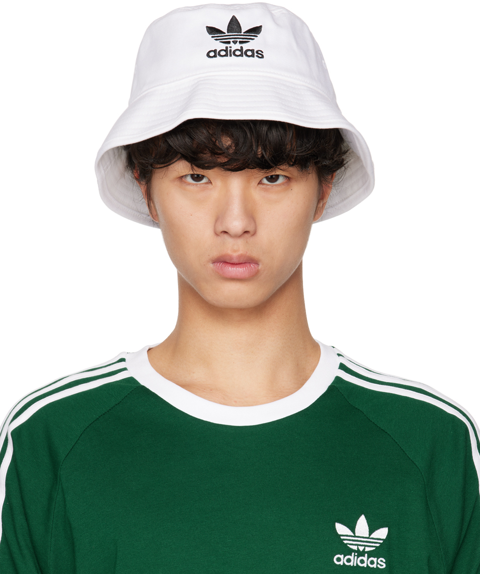 Shop Adidas Originals White Trefoil Bucket Hat