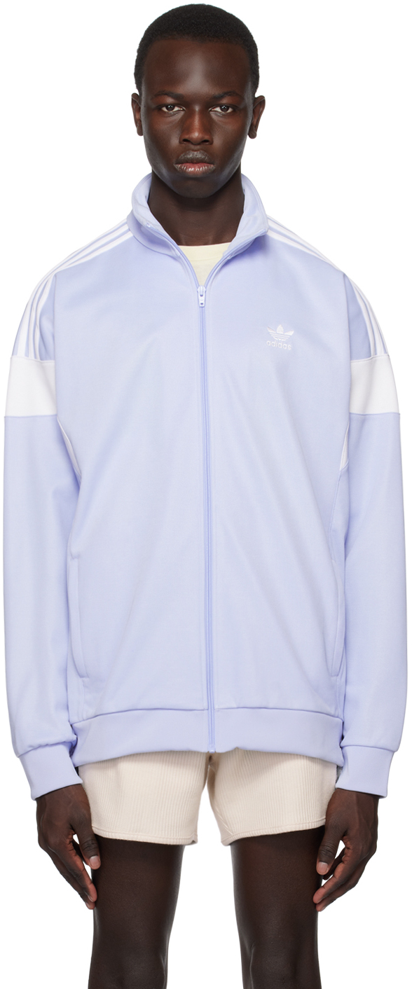 Adidas Originals Blue Striped Jacket In Blue Dawn