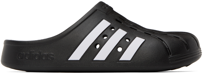 Adidas Originals Black Adilette Clogs Sandals In Core Black / Ftwr Wh