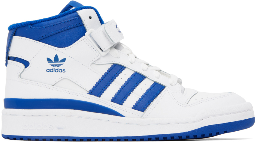 Shop Adidas Originals White & Blue Forum Sneakers In Ftwr White/team Roya