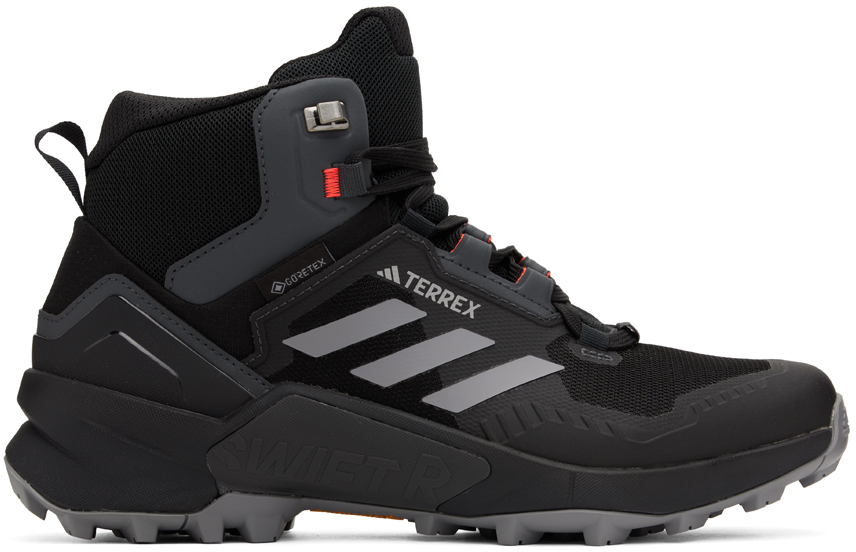 Shop Adidas Originals Black Terrex Swift R3 Mid Sneakers In Core Black/grey Thre