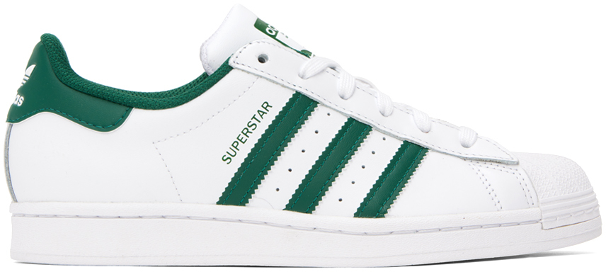 White & Green Superstar Sneakers
