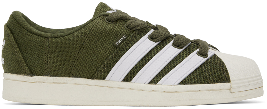 Shop Adidas Originals Khaki Superstar Supermodified Sneakers In Olive Strata/ftwr Wh