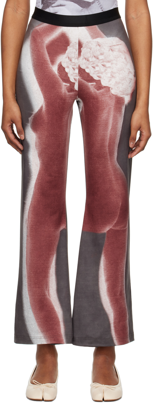 Shop Elliss Red & Gray 'the Lady In Red' Trousers In Print Multi