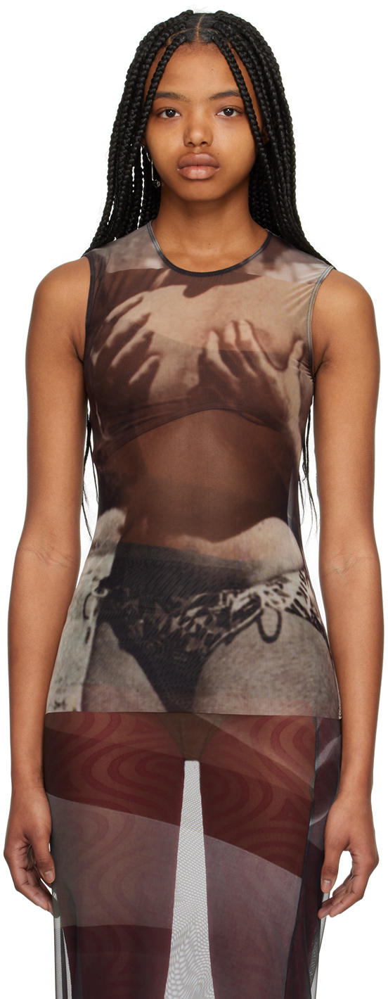 Elliss Brown Grab My Vest Tank Top In Print Multi