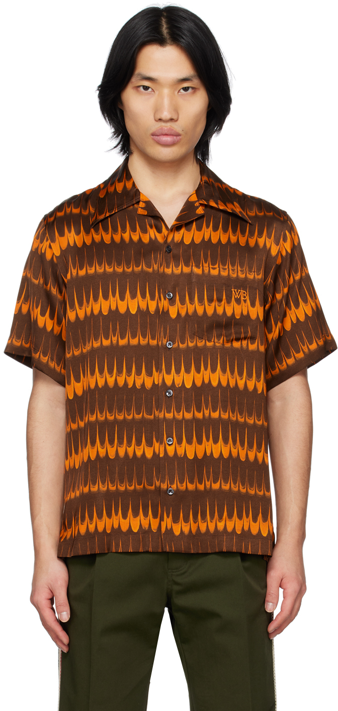 Shop Wales Bonner Brown & Orange Rhythm Shirt In 22722993 Brown & Ora