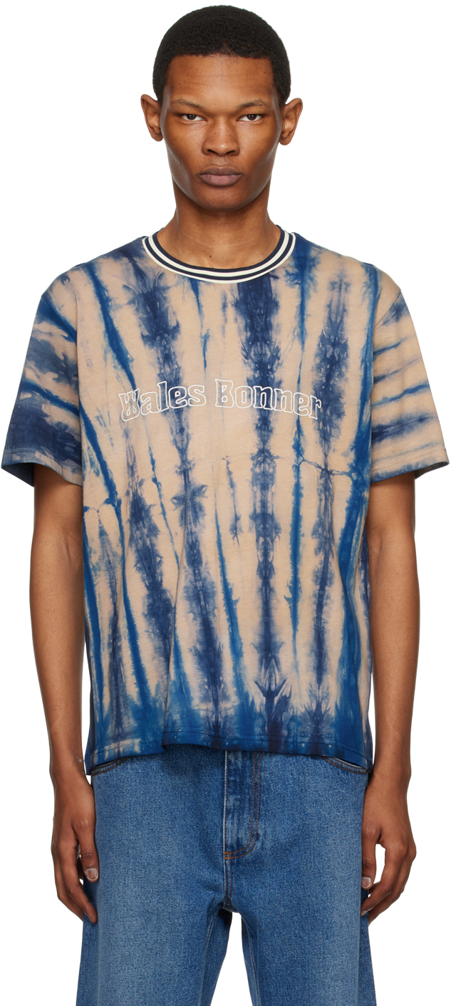 Wales Bonner: Blue & Beige Tie-Dye T-Shirt | SSENSE
