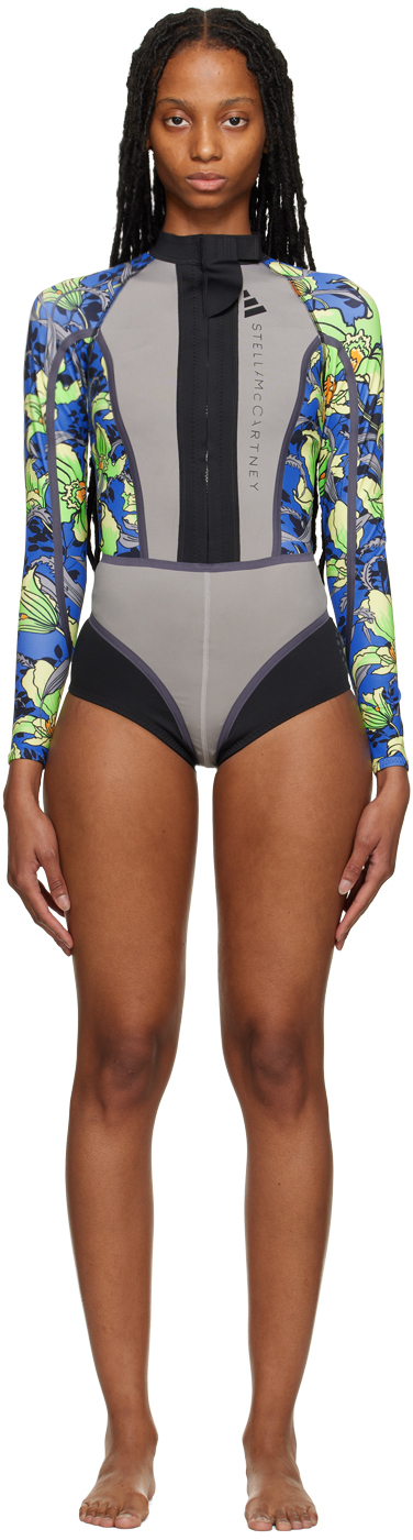 Gray Bonded One-Piece Swimsuit