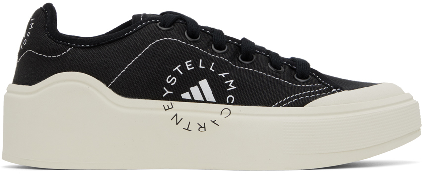 Adidas By Stella Mccartney Black Court Sneakers In Core Black / Core Bl