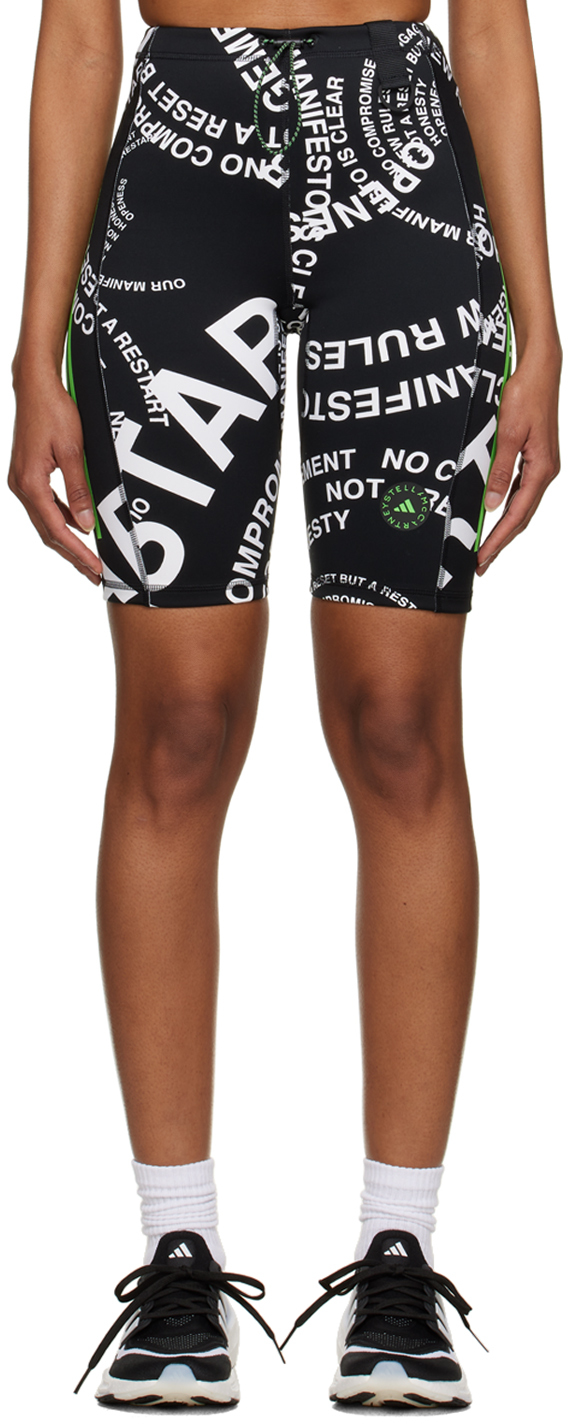 Adidas By Stella Mccartney Truecasuals Printed Stretch Recycled-jersey Shorts In Black