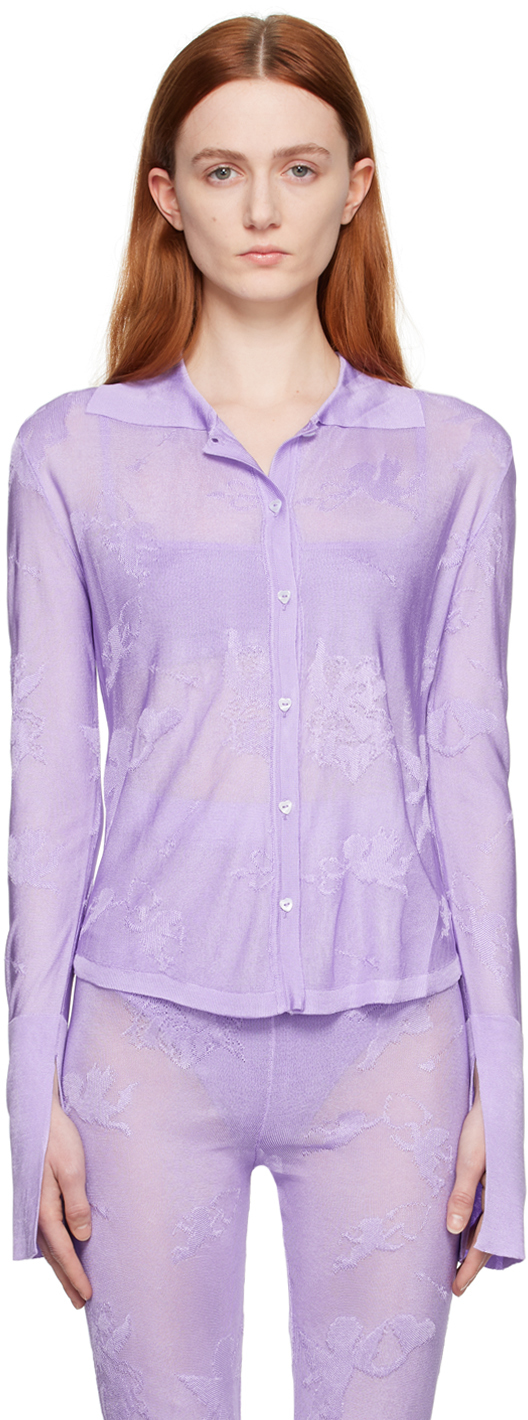 Marco Rambaldi Purple Jacquard Shirt In 03 Liliac