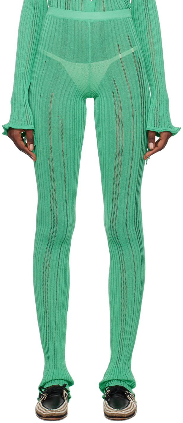 Marco Rambaldi Green Laddering Trousers In 13 Green