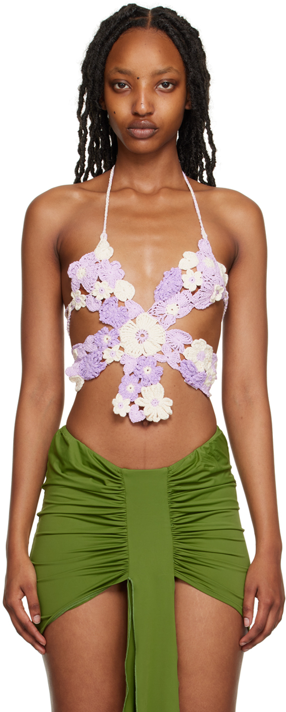 Marco Rambaldi Purple Flower Camisole In 03 Liliac
