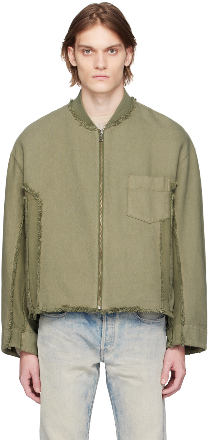 Shop John Elliott Green Vintage Frame Bomber Jacket In Olive