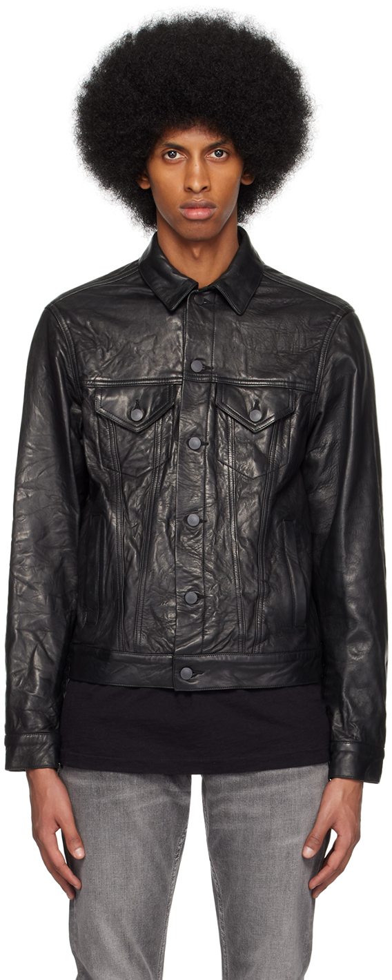 John Elliott: Black Thumper Type III Leather Jacket | SSENSE Canada